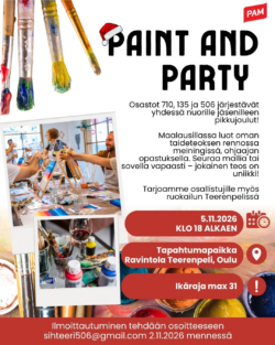 Nuorten pikkujoulut PAINT and Party  (max 31 v.) ilmoittautuminen 2.11. mennessä